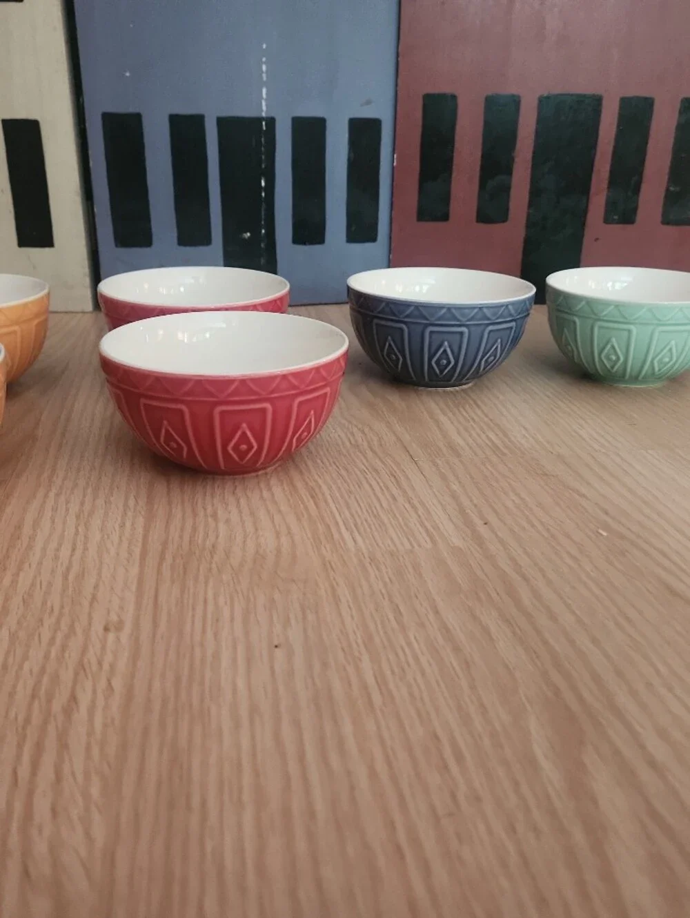 Set of Colorful Trudeau Ceramic Bowls - Pink, Blue, Green, Orange